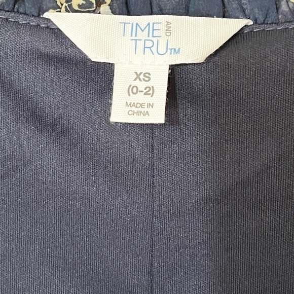 [Time & True] Blue Floral Print Long Sleeves Boho Babydoll Dress Size Xsmall - Picture 8 of 11